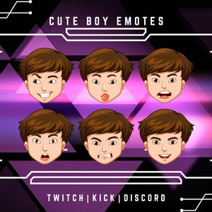 6x Cute Boy Emotes - Streaming Emotes | Static Emotes | Twitch, Youtube, Discord, | Male Emojis | Ready To Use Emotes |