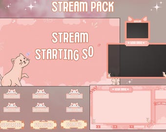 Animated Twitch Stream Pack | Lofi Cat Stream Pack | Twitch Kitten Overlay | Instant Download | Complete Overlay Pack.