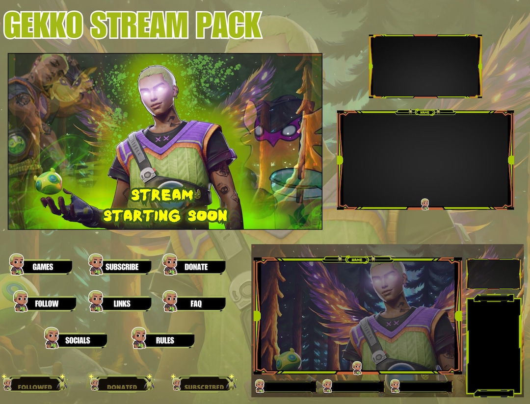 Twitch Stream Screens | Gek-ko Overlay | 4x Screens, Panels & Graphics ...
