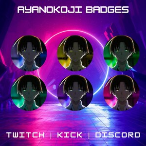 6 Twitch Sub Badges | Character Badges | Kawaii Designs | Stream | Anime Badges | Twitch Graphics | Instant Download And Use.