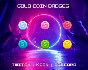 Gold Coin Sub Badges For Twitch/Youtube/Discord | Bit Badges | Stream | Discord Roles | Dollar Sign Badges | Symbol Badges.
