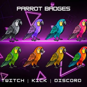 Twitch Parrot Sub Badges | Twitch Subscription & Bit Badges | Bird Sub Badges | Loyalty Badges | Discord Badges.