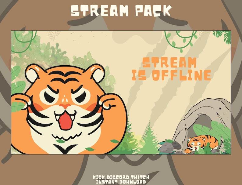 Tiger Rip Overlay Twitch Stream Screens | Tiger Overlay Pack | Twitch Animated Jungle ...