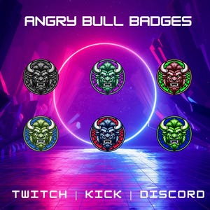 Twitch Angry Bull Sub Badges | Animal Sub Badges | Twitch Graphics | Sub/Bit Badges | Premade Badges | Easy To Upload.