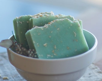 Tea Tree Soap with Peppermint and Oatmeal  -  Exfoliating Soap  - Organic Oils- Release Me