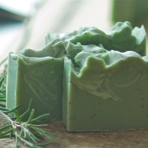 Rosemary Lime Soap with Poppy Seeds-  Essential Oil Soap -  Exfoliating Soap - Organic Shea Butter Soap - Green Goddess