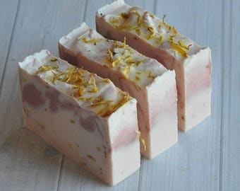 Lemon Rose Soap with Lavender  - Shea Butter Soap  - Artisan Soap - Essential Oils - Amity