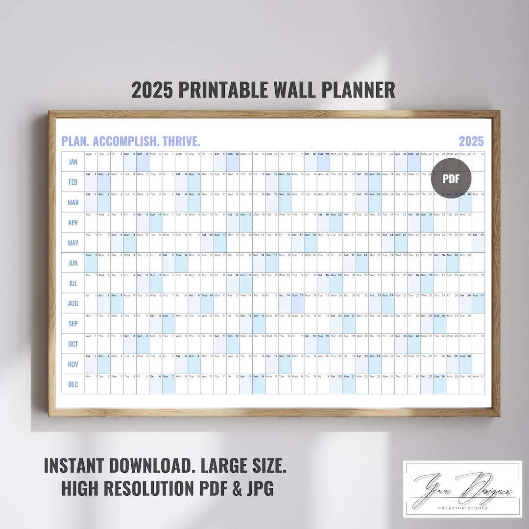 2025 Year Calendar Printable, Large Wall Planner, Yearly|monthly ...