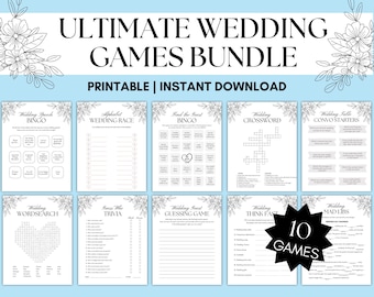 Pacchetto giochi per matrimoni: 10 attività stampabili, sorseggia e risolvi (download PDF)