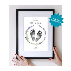 Presente DIY para o Dia das Mães: Arte com impressão de mãos para novas mães - Download instantâneo em PDF