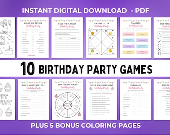 Tween/Teen Birthday Party Games: Fun Printable Activities (Digital Download)