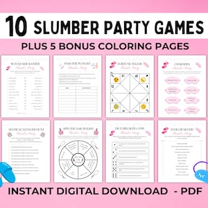 Slumber Party Games Bundle, Sleepover Party, Birthday Party Games, Slumber Party Activities, Tween Girl Party, Teen Party, Instant Download