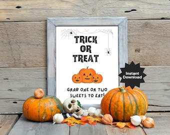 Printable Halloween Candy Bowl Sign, Please Take One Sign, Trick or Treat Porch Sign, Halloween Candy Sign, Trunk or Treat Sign, PDF