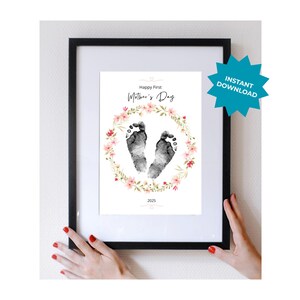 Presente DIY para o Dia das Mães: Arte com impressão de mãos para novas mães - Download instantâneo em PDF