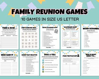 Family Reunion Games Bundle: 10 Printable Activities (Instant Download)