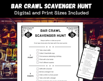 Bar Crawl Scavenger Hunt Game: Pub Party Activity (Digital Download)