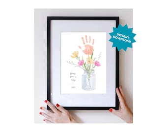 Manualidades con huellas de manos para el Día de la Madre: Regalo DIY para bebés y niños pequeños (Descarga en PDF)