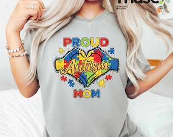 Proud Autism Mom Autism Awareness Day Heart Puzzles PNG: Autism Awareness Parent png Neurodiversity Support (Digital Download)