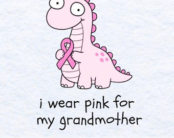 Jag bär rosa för min mormor PNG: Bröstcancermedvetenhet mormor stöder rosa bandet PNG (digital nedladdning)