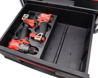 Milwaukee Packout 2 Drawer Insert for M18 Gen 4 Drill and Impact Driver Combo – 3D Printed Organizer | Custom Fit Packout Tray