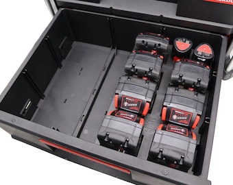 Milwaukee Packout 2 Drawer Insert for M18 and M12 Batteries – 3D Printed Organizer | Battery Storage Tray | Ready to Use