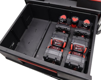 Milwaukee Packout 2 Drawer Insert for M18 and M12 Batteries – 3D Printed Organizer | Battery Storage Tray | Ready to Use