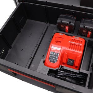 Milwaukee Packout 2 Drawer Insert for Charger and Two M18 Batteries – 3D Printed Tool Organizer | Ready to Use | Packout Storage Solution