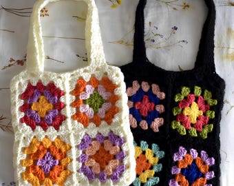 Granny Square Tote Bag Crochet Pattern PDF, Crochet Bag Pattern, Easy Crochet Purse, Boho Bag Pattern, Granny Square Bag, Tote Bag Pattern