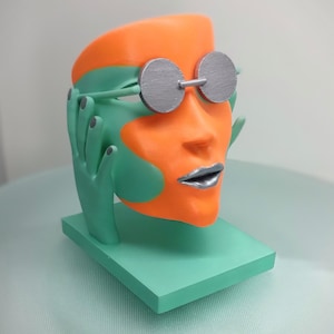 Modern Art Object. Mask with glasses — Abstract Face , Unique Interior Sculpture