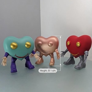 Figura de corazón adorable, juguete artístico, regalo de San Valentín impreso en 3D y pintado a mano, complemento estético para el escritorio, figura de robot del amor, pieza de arte coleccionable