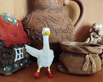 Ganso geométrico con zapatos rojos – Phil Featherstein / Figura divertida / Regalo original o decoración para el hogar
