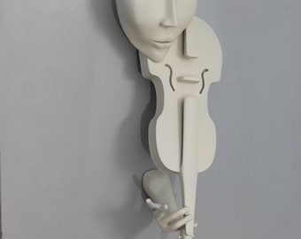 Violin Mask Wall Sculpture - Modern Minimalist Art Decor