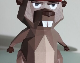 Figura de castor: Nibbz, el compañero de escritorio gruñón. Impresión 3D.