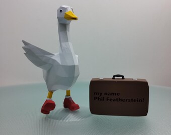 Ganso con zapatos rojos - Phil Featherstein / Figura divertida / Regalo original o decoración para el hogar