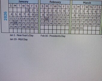 2026 Calendar Monitor Strip - Etsy