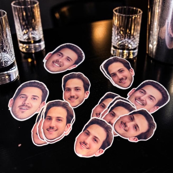 Groom face sticker custom bride face decal for bridal party favor personalized 30th birthday sticker waterproof pet photo laptop label gift