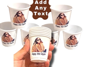 Custom photo shot cups 21st birthday gift idea 30th bday decoration 50th groom face party favor bachelorette gift idea for 18th funny decor