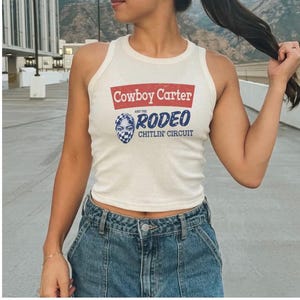 ロデオチトリンツアーシャツ、ビヨンセタンクトップ、ロデオクロップTシャツ、ビヨンセ2025クロップドタンク、ビヨンセグッズ、ビヨンセコンサートカントリーの衣装アイデア