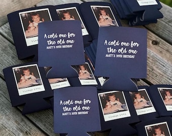 Cadeau pour un 30e anniversaire, souvenir pour un 40e invité, décoration pour un enterrement de vie de jeune fille, porte-canette isotherme personnalisé avec le visage du marié, manchon à bière en néoprène personnalisé avec photo