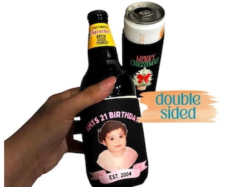 Personalized Insulated Can cooler Custom photo beer sleeve personalized birthday decor slim regular beer can funny party favor decoration