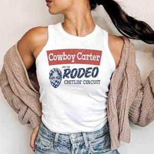 Camiseta sin mangas Cowboy Carter, camiseta corta del concierto de Beyoncé, merchandising de Beyoncé, top corto para la gira Rodeo Chitlin de Beyoncé, camiseta corta linda de Beyoncé Carter