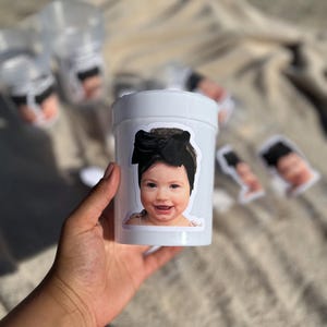 Custom Photo Stickers: Birthday Party Favors, Personalized Cup Labels