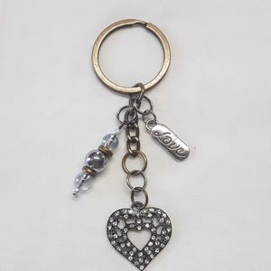 Heart Charm Keychain, Silver
