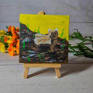Mud Dog 4&quot; x 4&quot; Acrylic Painting
