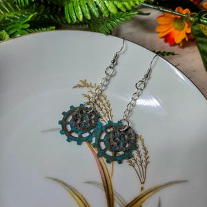 Handmade Steampunk Gear / Mechanical Cog Dangle Earrings Jewelry