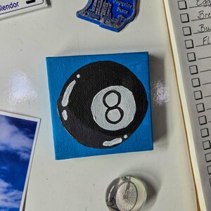 Lucky 8 Ball Magnet 2 1/2&quot; x 2 1/2&quot; Acrylic Painting