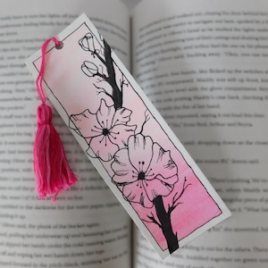 Handmade Hand-painted Watercolor Flowers Bookmark 2&quot; x 6&quot;