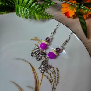 Handmade Colorful Beaded Dangle Earrings Jewelry (Butterfly Charms)