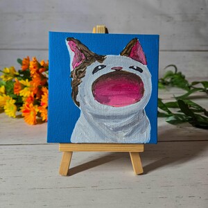 Pop Cat 4&quot; x 4&quot; Acrylic Painting