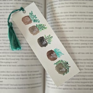 Handmade Hand-painted Watercolor Potted Plants Bookmark 2&quot; x 6&quot;